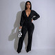 Women's Personalized Line Splicing V-neck Long Sleeve Sports Romper OSM-4467