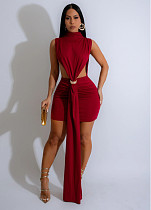 Sexy slit solid color sleeveless bag hip mini dress CN-0231