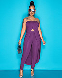Strapless Irregular Tops Leggings Two Piece Pants Set MK-3059