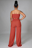 Solid Color Strapless Crop Tops Wide Leg Pants Suit RS-9468