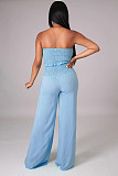 Solid Color Strapless Crop Tops Wide Leg Pants Suit RS-9468