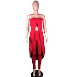Strapless Irregular Tops Leggings Two Piece Pants Set MK-3059