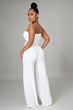 Solid Color Strapless Crop Tops Wide Leg Pants Suit RS-9468