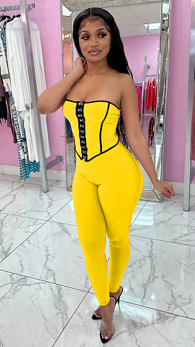 Women Soid Off Shoulder Corset Crop Top Leggings Sweatpants Summer Elegant Nightclub Party Two Piece Set MAE-2098