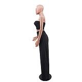 Solid Color Strapless Crop Tops Wide Leg Pants Suit RS-9468