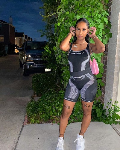 Summer Print Sleeveless Vest Top Fitness Shorts Two Piece Set MAE-2083
