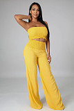 Solid Color Strapless Crop Tops Wide Leg Pants Suit RS-9468