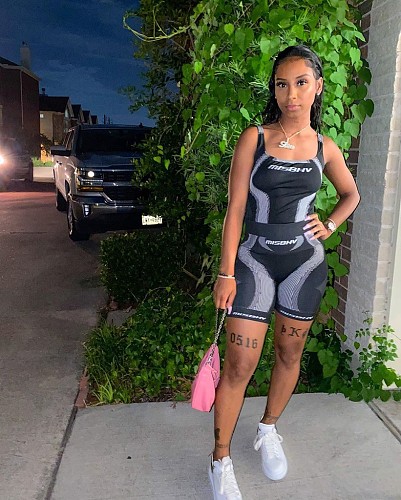 Summer Print Sleeveless Vest Top Fitness Shorts Two Piece Set MAE-2083
