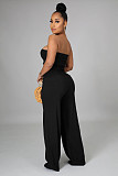 Solid Color Strapless Crop Tops Wide Leg Pants Suit RS-9468