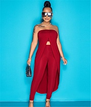 Strapless Irregular Tops Leggings Two Piece Pants Set MK-3059