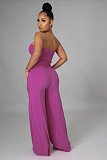 Solid Color Strapless Crop Tops Wide Leg Pants Suit RS-9468