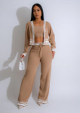 Women's striped cardigan knit casual three-piece set ZS-0336