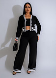 Women's striped cardigan knit casual three-piece set ZS-0336