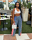 Stylish American flag print stretch wide-leg denim pants ZS-0703