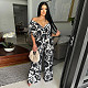 Women's off-the-shoulder Bat-sleeved wide-leg printed jumpsuit YF-20172