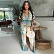 Women's new sexy V-neck retro printed jumpsuit YF-20154