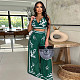 Women's Printed V-neck Sexy Halter Wide-leg Trouser Suit YF-20155