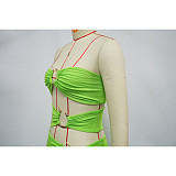 Women's serpentine decoration solid color backless sexy split top dress YF-20152