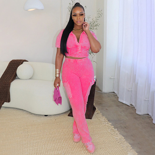 Fashion women short sleeves patchwork tights tracksuit 2 pieces suits YF-10830