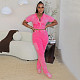 Fashion women short sleeves patchwork tights tracksuit 2 pieces suits YF-10830