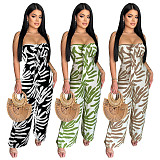 Women's print wrap neck slim-fit jumpsuit YF-20171