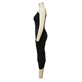 Sexy Skew Collar Ruched Sleeveless Bodycon Dress YF-10139