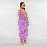 Sexy Skew Collar Ruched Sleeveless Bodycon Dress YF-10139