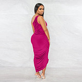 Sexy Skew Collar Ruched Sleeveless Bodycon Dress YF-10139