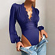 Lace Floral Patchwork Long Sleeve V Neck Bodysuits YF-1255