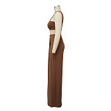 Skew Collar Crop Top Wide Leg Pants Two Piece Set YF-10157
