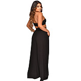 Skew Collar Crop Top Wide Leg Pants Two Piece Set YF-10157