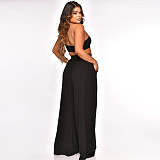 Skew Collar Crop Top Wide Leg Pants Two Piece Set YF-10157