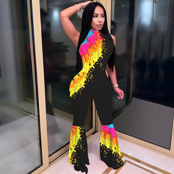 Trend Positioning Print Sleeveless Flounces Jumpsuit NIK-157