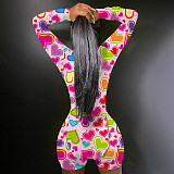 Button-down Print Home Wear Long Sleeve Leotard Bodysuit NIK-204