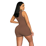 Cut Out Sleeveless Lace Up Skinny Knit Rib Romper NIK-306