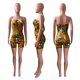Sexy Print Women Skinny Stretch Strapless Bodycon Romper NIK-212