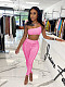 Fashion Solid Color Wrap Chest Leggings Fitness Two Piece Set NIK-216