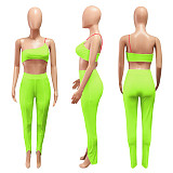 Fashion Solid Color Wrap Chest Leggings Fitness Two Piece Set NIK-216
