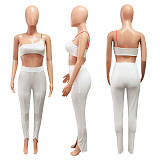 Fashion Solid Color Wrap Chest Leggings Fitness Two Piece Set NIK-216