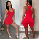 Sexy Solid Color Knitted Sleeveless Mid Waist Bodycon Womens Fitness Vest Romper NIK-240