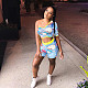 Single Sleeve Cartoon Printing Color Contrast Tight Two-Piece Set NIK-120