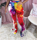 Women Colorful Printed Stretch Slim Flare Bell Bottom Pants NIK-158