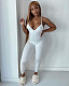 Women Sleeveless V-Neck Solid Ribbed Open Back Cross Summer Activewear Sexy One Piece Jumpsuit NIK-252