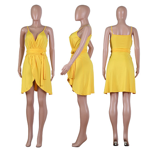 Sexy Low Cut Straps Folds Mini Nightclub Dress NIK-097