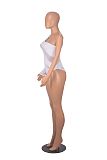 Sexy Oblique Shoulder Mesh Patchwork Stripes Hollow-out One-shoulder Bodysuit HXZY-0339