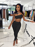 Fashion Solid Color Wrap Chest Leggings Fitness Two Piece Set NIK-216