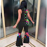 Trend Positioning Print Sleeveless Flounces Jumpsuit NIK-157