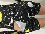 Button-down Print Home Wear Long Sleeve Leotard Bodysuit NIK-204
