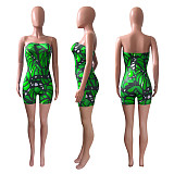 Sexy Print Women Skinny Stretch Strapless Bodycon Romper NIK-212