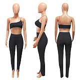 Fashion Solid Color Wrap Chest Leggings Fitness Two Piece Set NIK-216